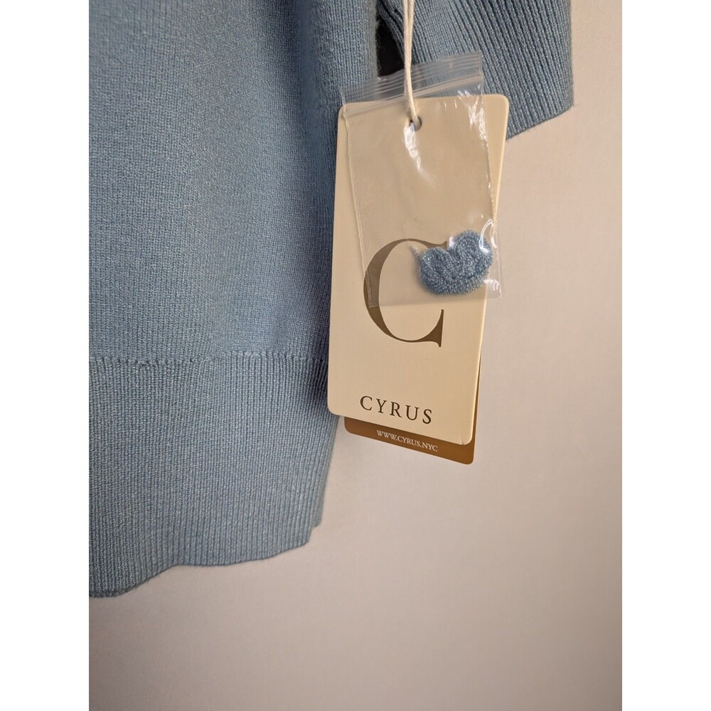 Cyrus Women's Size M Blue Puff Sleeve Sweater Cropped Short New NWT - Picture 9 of 11